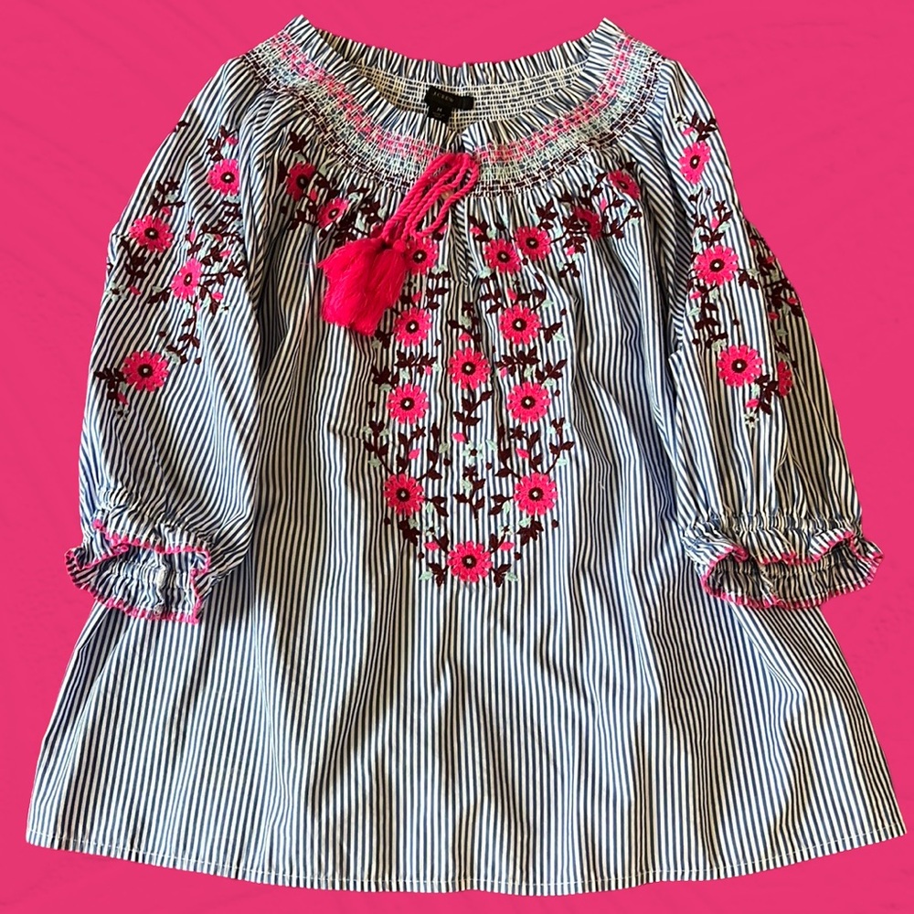 JCrew Peasant Top with floral and tassel details, Size M, new without tags 🏷